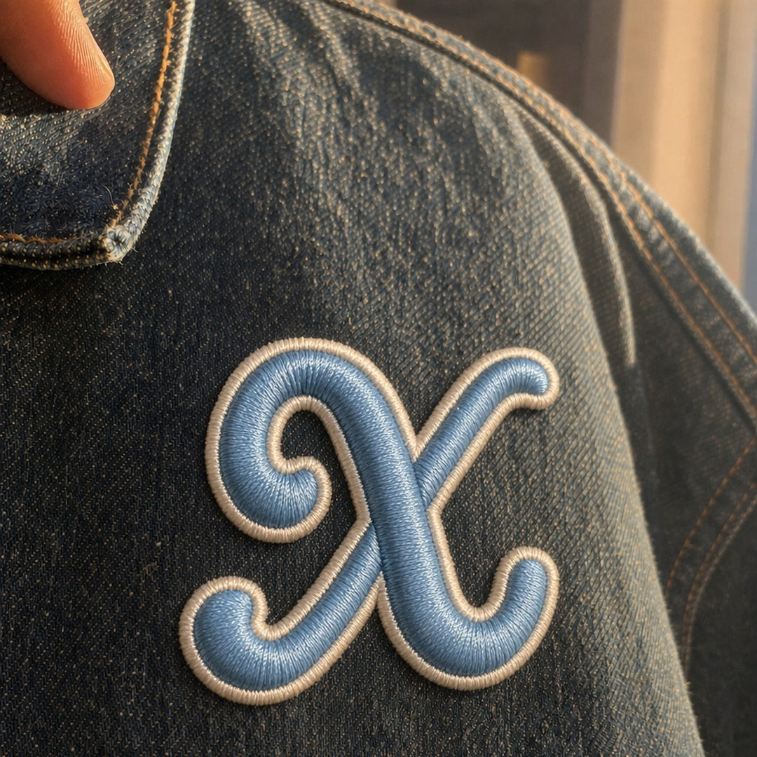 3D Buchstaben Patch X in Blau #buchstabe_x