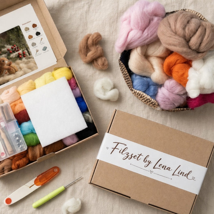 Filzset by Lena Lind, offenes Set mit Wolle, Anleitung und Werkzeug