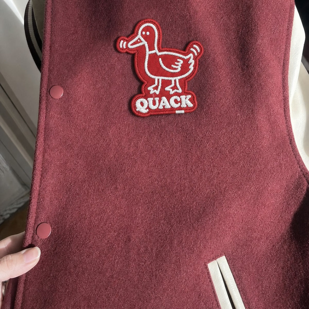QUACK Duck Patch Rot auf College Jacke #farbe_rot